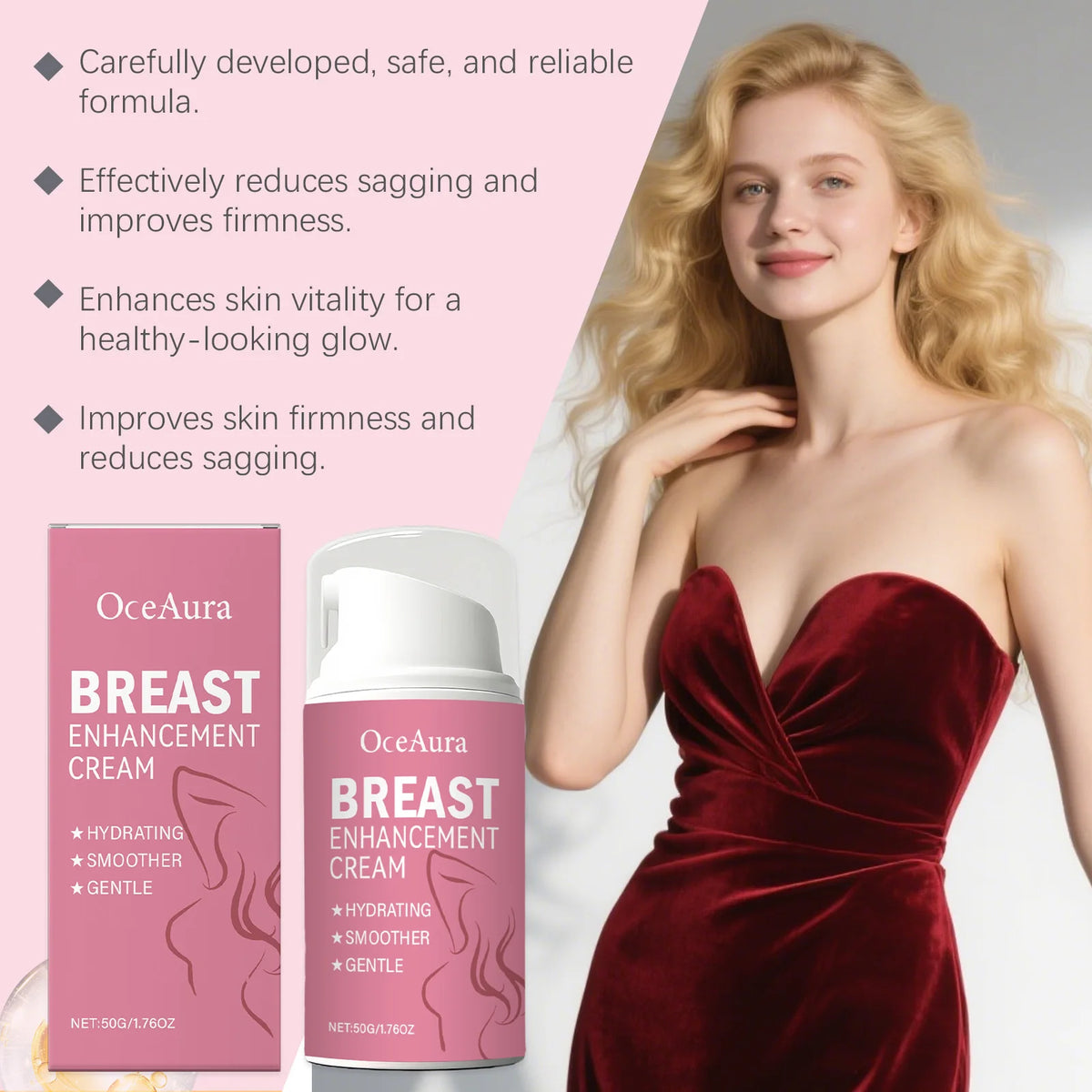 Bust Firming Cream with Retinol & Panthenol - Nighttime Chest Moisturizer for Hydration and Smoother-Looking Skin