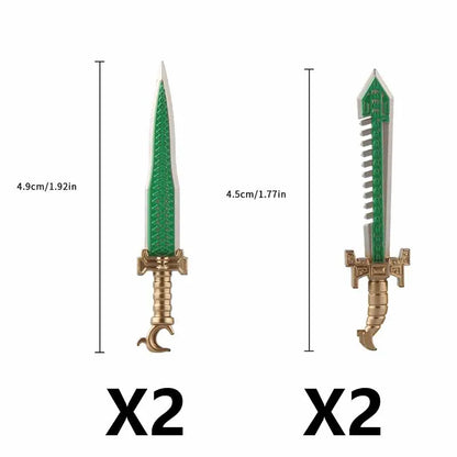 Medieval Figure Weapons Building Blocks Kit – King Sword, Lion Shield, Trident & Double-Edged Axe Battle Toy