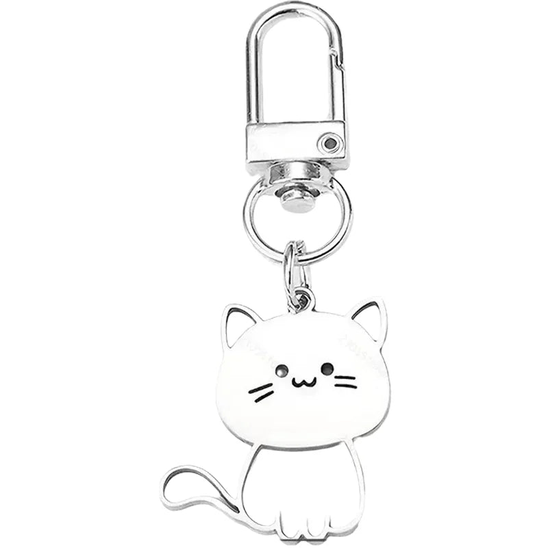 Cute Cat Keychain - Stainless Steel Metal Key Ring for Men & Women, Couple & Valentine’s Day Gift