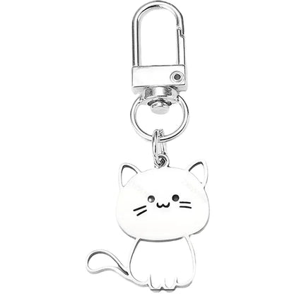 Cute Cat Keychain - Stainless Steel Metal Key Ring for Men & Women, Couple & Valentine’s Day Gift