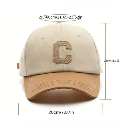 Unisex Baseball Cap – Fashion Letter C Patch, Color Block Design, Summer Sun Visor Hat for Men & Women