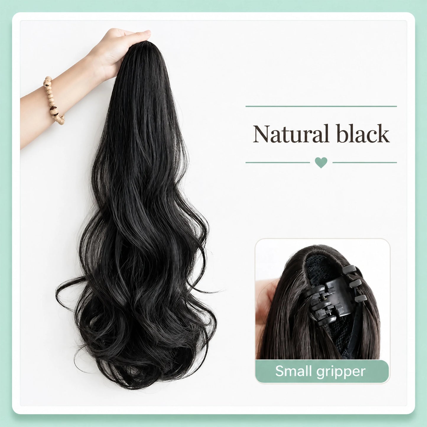 50cm Synthetic Straight Claw Clip-On Ponytail Extension – Heat Resistant Hairpiece for Women, Daily Wear & Party Styling