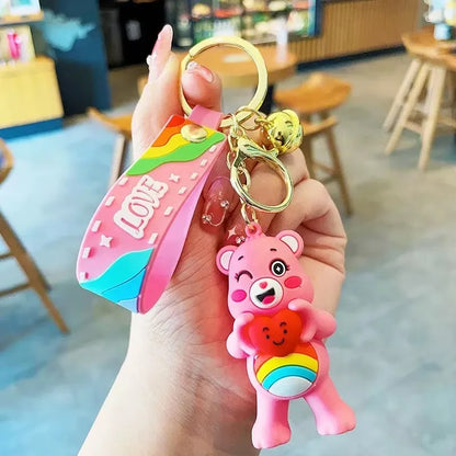 Care Bears Movie II Love Bear Keychain – Cartoon Doll Pendant for Couples & Halloween Gifts