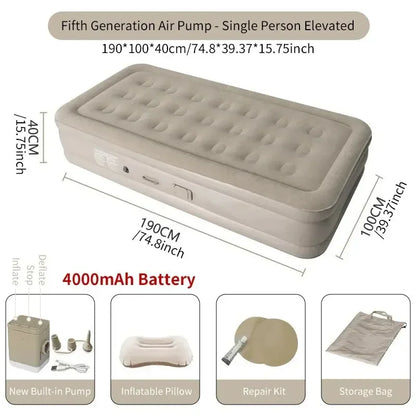 New Inflatable Air Mattress – Built-in Pump Self-Inflating Double Sleeping Pad for Camping or Indoor Use