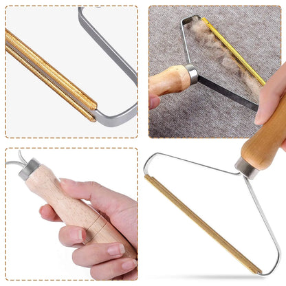 Portable Pet Hair Remover Brush: Lint Remover for Carpet, Wool Coat, Clothes - Manual Shaver Cleaning Tool with Removal Scraper