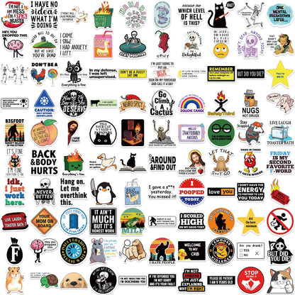 100PCS Cartoon Meme Stickers - Funny Snarky Aesthetic Decals for Phone, Laptop, Scrapbook & More