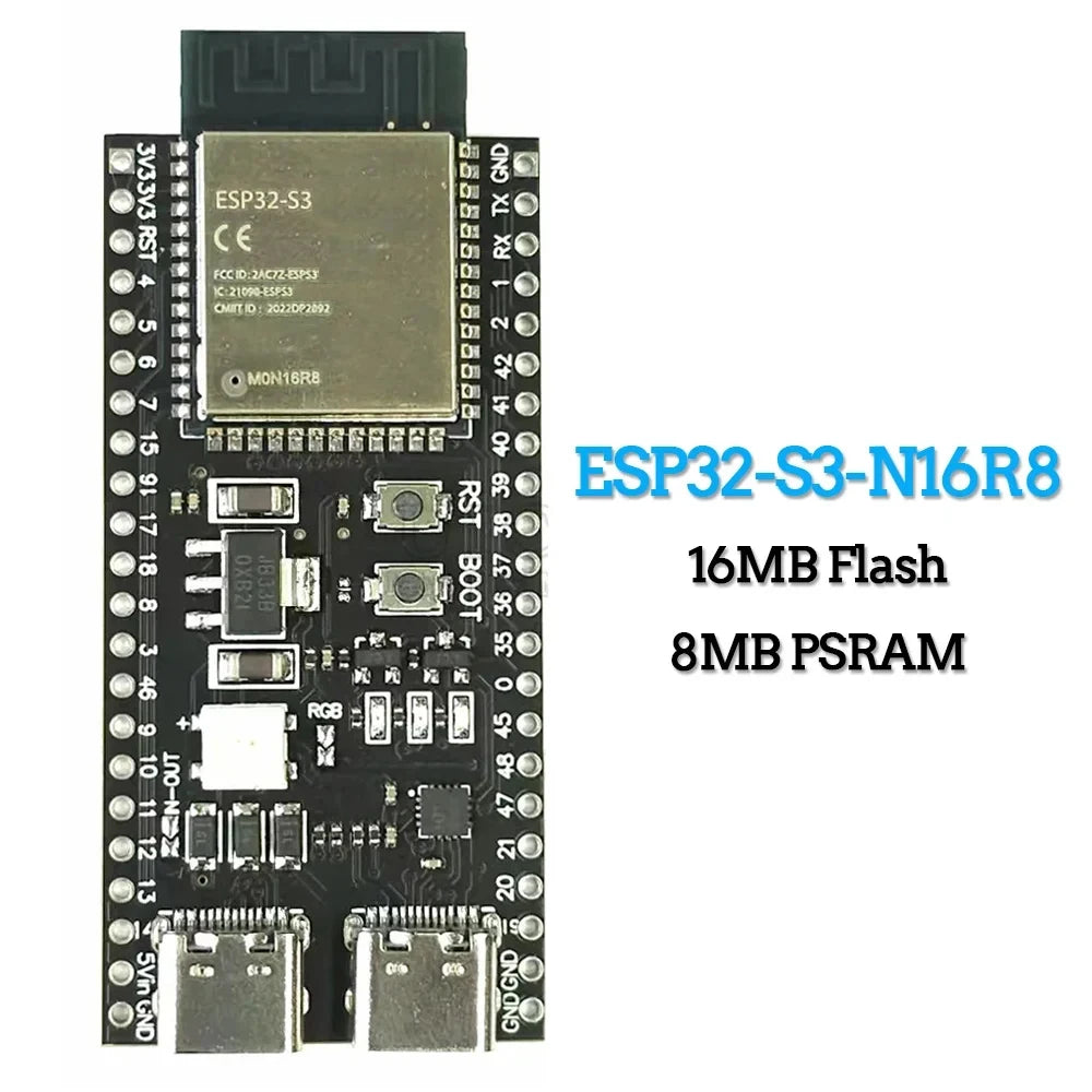 ESP32-S3 WROOM-1 Development Board - 44-Pin WiFi Bluetooth Module with 16MB Flash & 8MB PSRAM for Arduino IDE