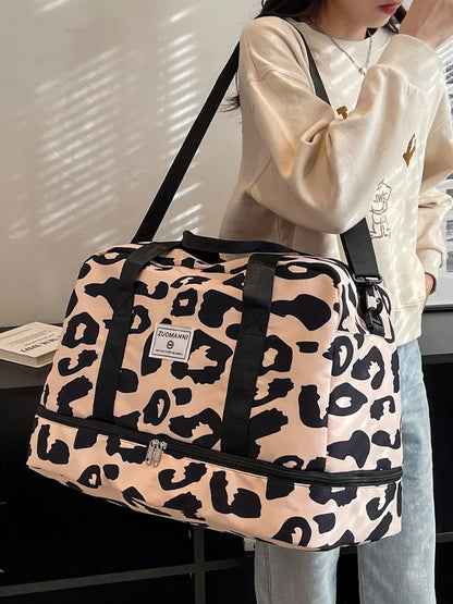 Women’s Carry-On Travel Bag – Spacious Animal Print Nylon Gym & Sports Bag, Large Capacity Weekend Overnight Bag