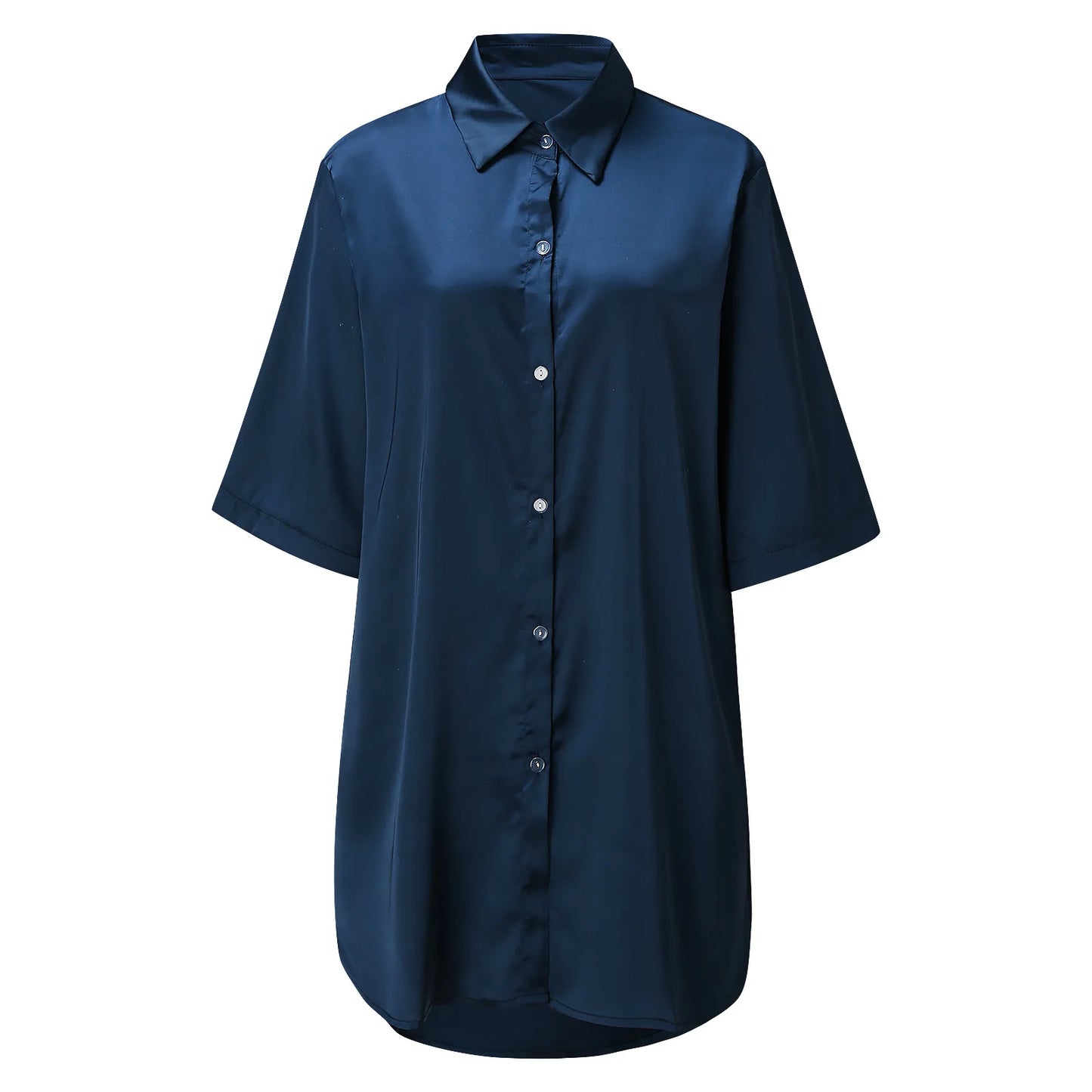 Women’s Silky Soft Long Sleeve Pajamas – Solid Color Sexy Nightshirt, Comfortable Home Sleepwear