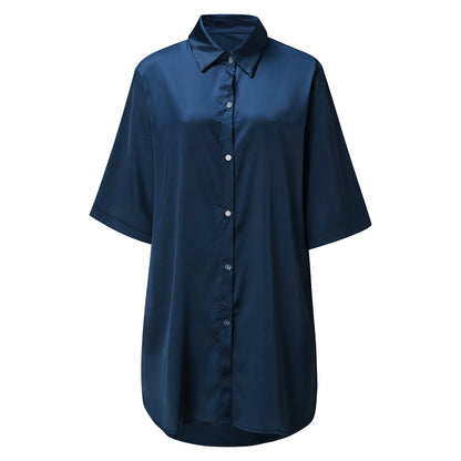 Women’s Silky Soft Long Sleeve Pajamas – Solid Color Sexy Nightshirt, Comfortable Home Sleepwear