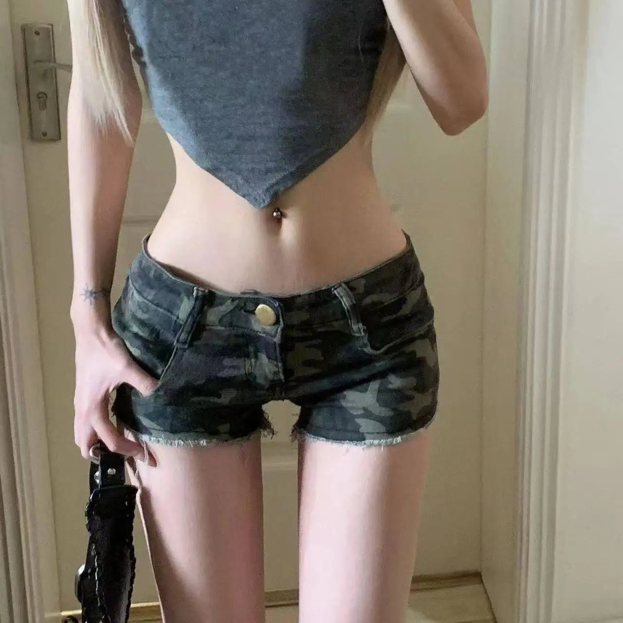 Summer Women’s Y2K Streetwear Gyaru Harajuku Vintage Low Rise 2000s Denim Jean Shorts Hot Pants