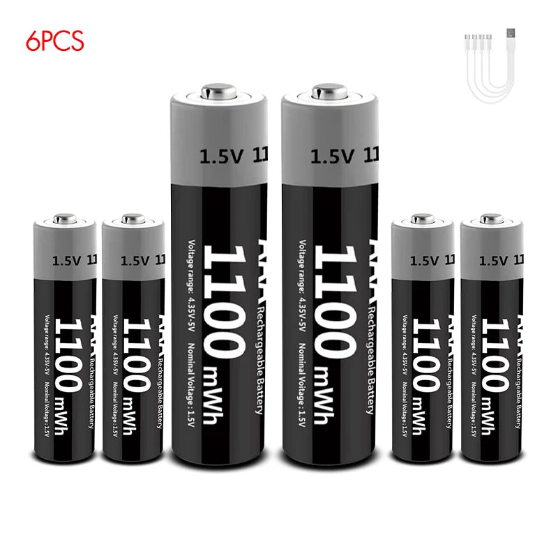 MATOV USB Rechargeable Li-ion AA 3400mWh & AAA 1100mWh 1.5V Batteries Pack