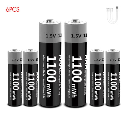 MATOV USB Rechargeable Li-ion AA 3400mWh & AAA 1100mWh 1.5V Batteries Pack