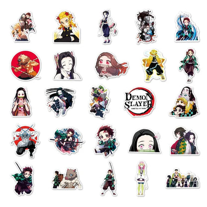 Demon Slayer Anime Stickers - Kamado Nezuko and Tomioka Giyu Cartoon Graffiti Decals for Laptops, Notebooks, and DIY Decorations