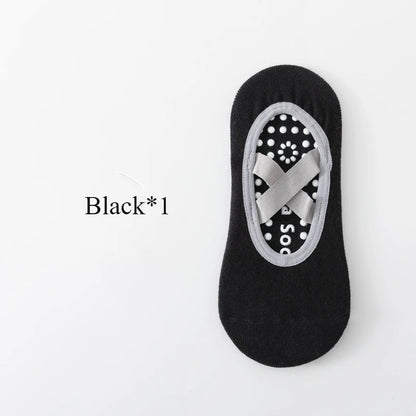 Women’s Anti-Slip Yoga Socks 1–3 Pairs – Silicone Grip Ballet Pilates Backless Breathable Sport Socks for Fitness & Dance