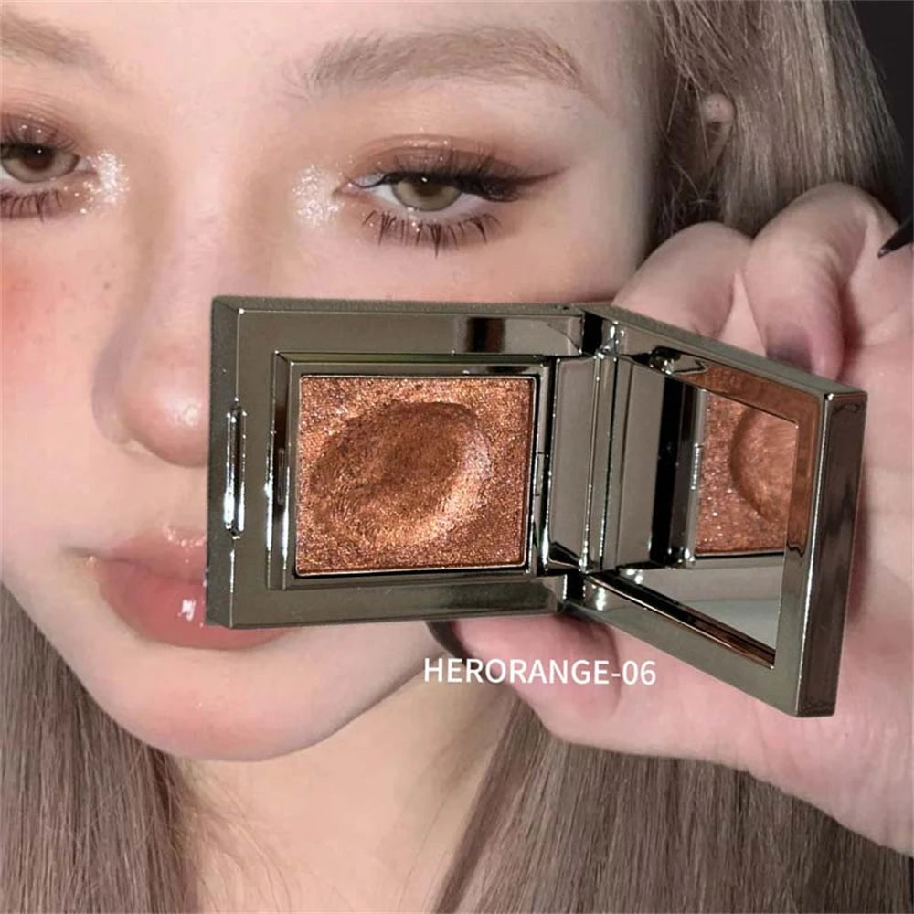 Metallic Glitter Eyeshadow Palette – Sparkling Cream Mousse Shimmer Highlighter in Punk Purple Pearlescent Pigments