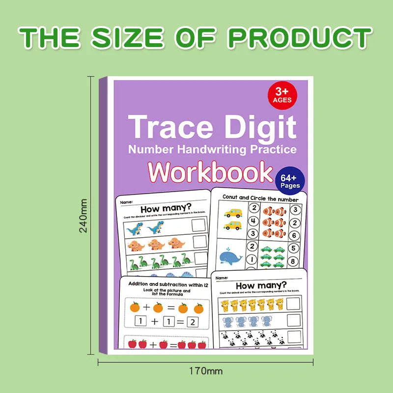 Interactive Preschool Math Workbook – Number Tracing, Addition & Subtraction Worksheets for Early Learning Activities