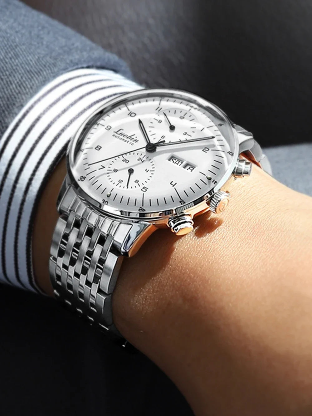 Men’s Fashion Mechanical Watch — 2023 Business Automatic Stainless Steel Luminous Designer Wristwatch