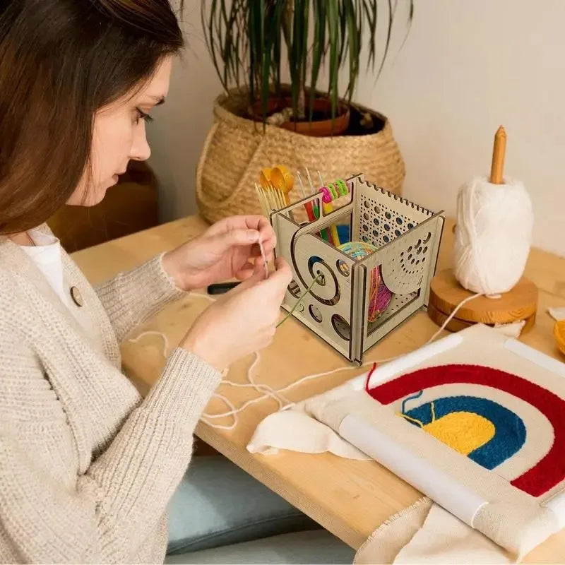 Handcrafted Wooden Crochet Yarn Bowl: All-in-One Dispenser, Holder, and Storage Solution for Craft Knitting Enthusiasts