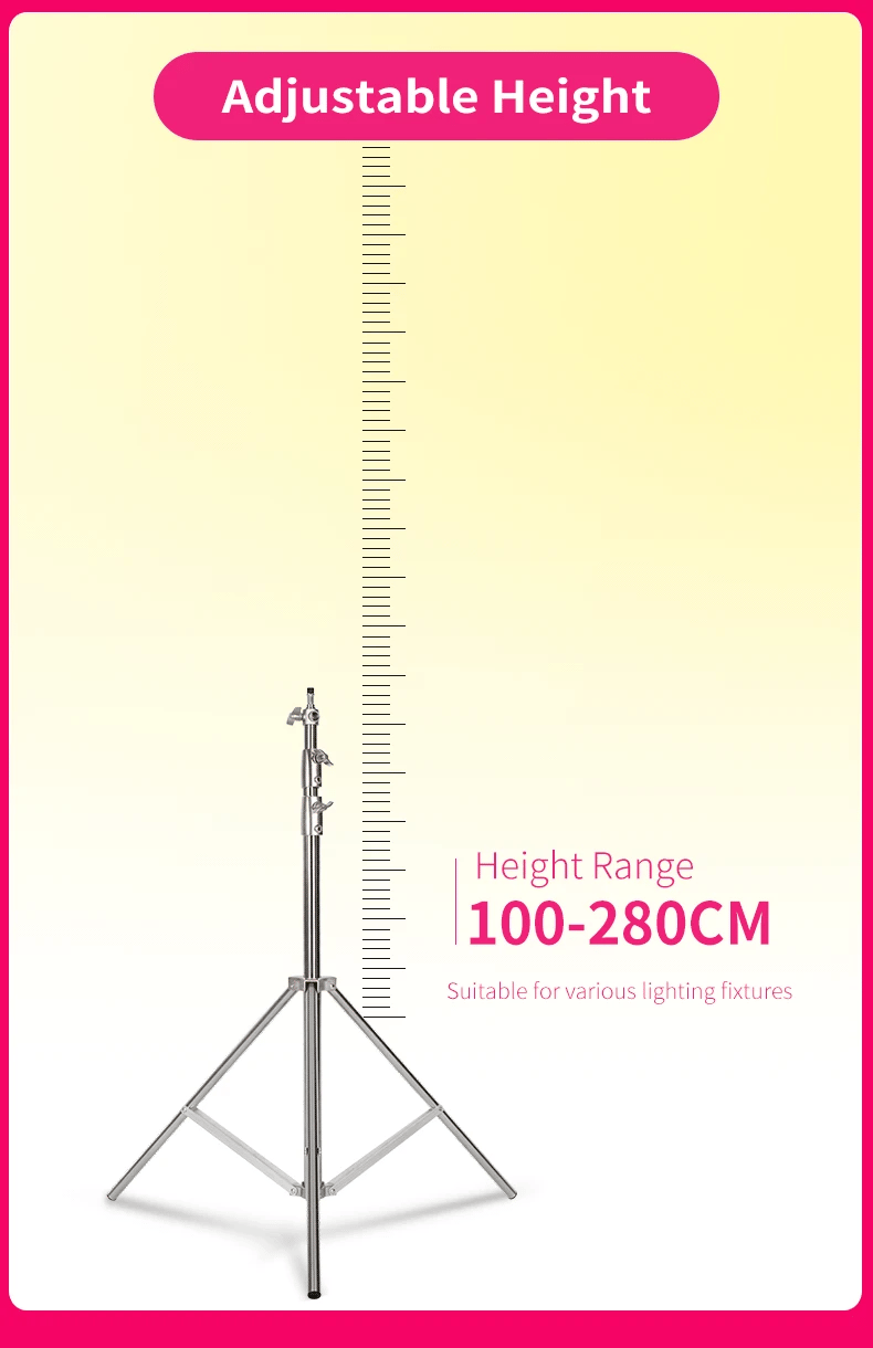 290cm Air Pressure Tripod - 10kg Bearing Stainless Steel Light Stand for Camera, Ring Light, Live Streaming & Photography