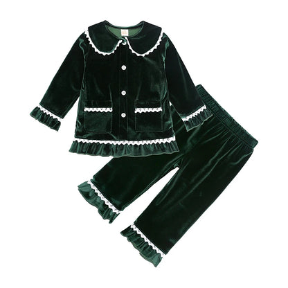 2025 Kids Christmas Pajama Set – Velvet Long Sleeve Sleepwear with Pants