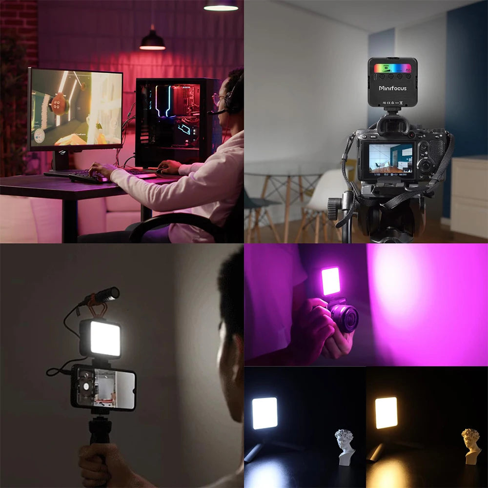 Pocket RGB LED Fill Light – Portable Mini Video Light for Camera, Smartphone, GoPro & Laptop, Adjustable Selfie Lamp