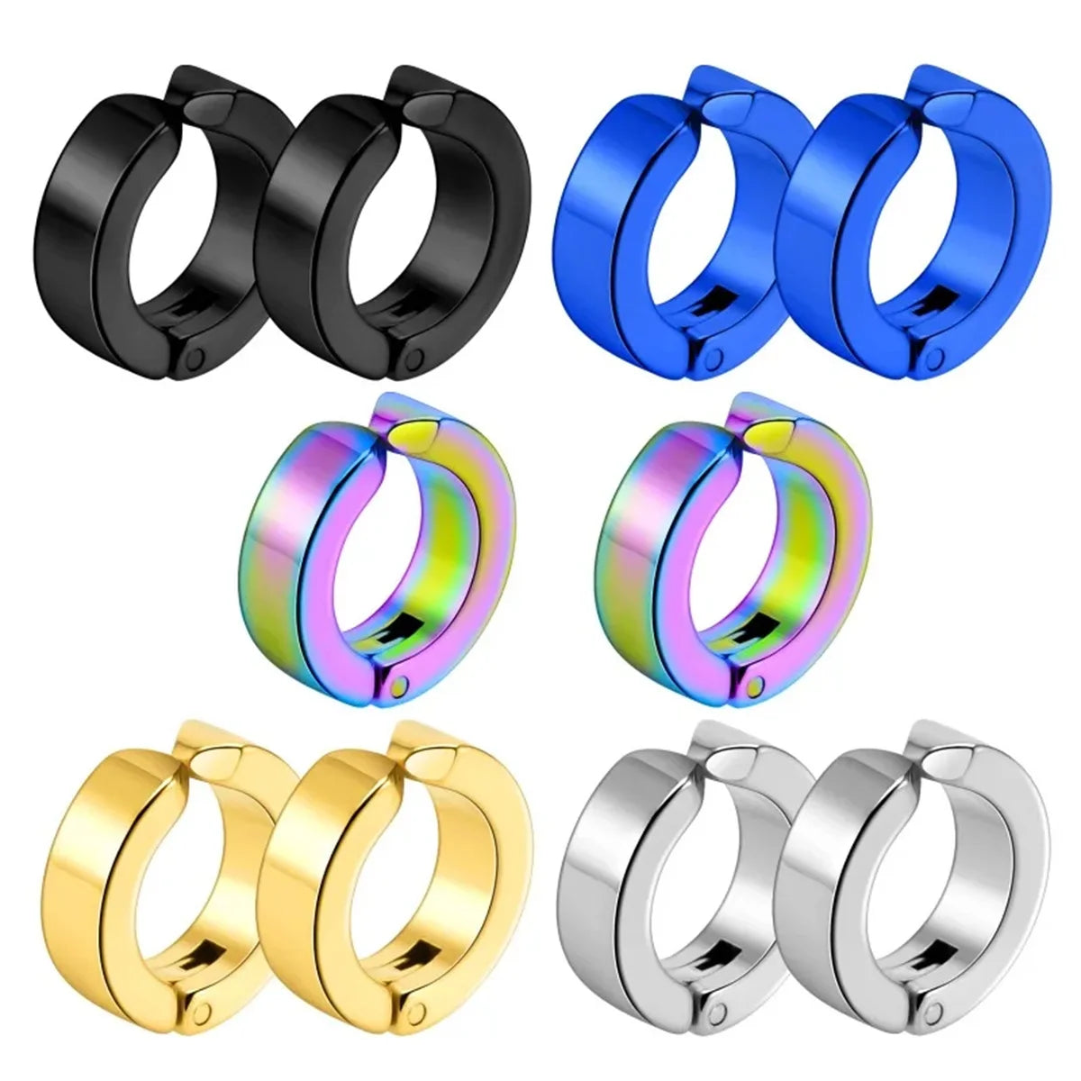 2PCS 316L Stainless Steel Cuff Earrings – Non-Piercing Clip-On Hoop Earrings