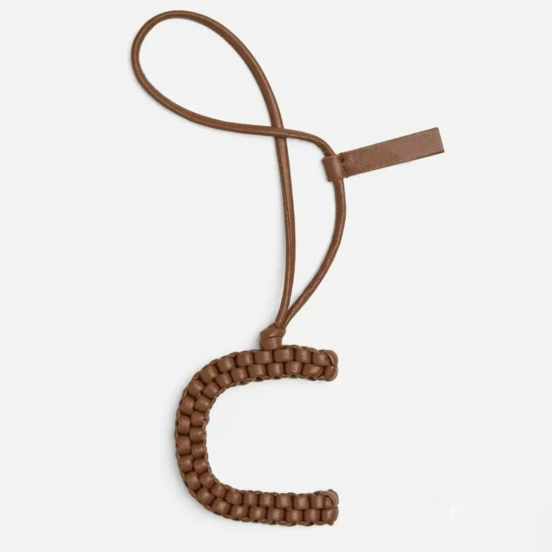 Woven Leather Letter Bag Charm – Luxury Handwoven Pendant Ornament for Women’s Handbags, Fashionable Bag Decoration Accessory