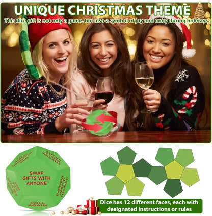 2025 Santa Swap Gift Exchange Dice – 3×3in Family Game for Xmas Party & Holiday Gift Exchange