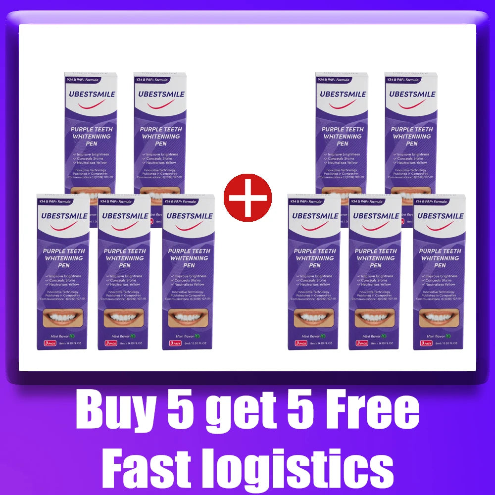 Purple Teeth Whitening Pen - Stain Removal Toothpaste Treatment for a Brighter Smile & Fresh Oral Care
