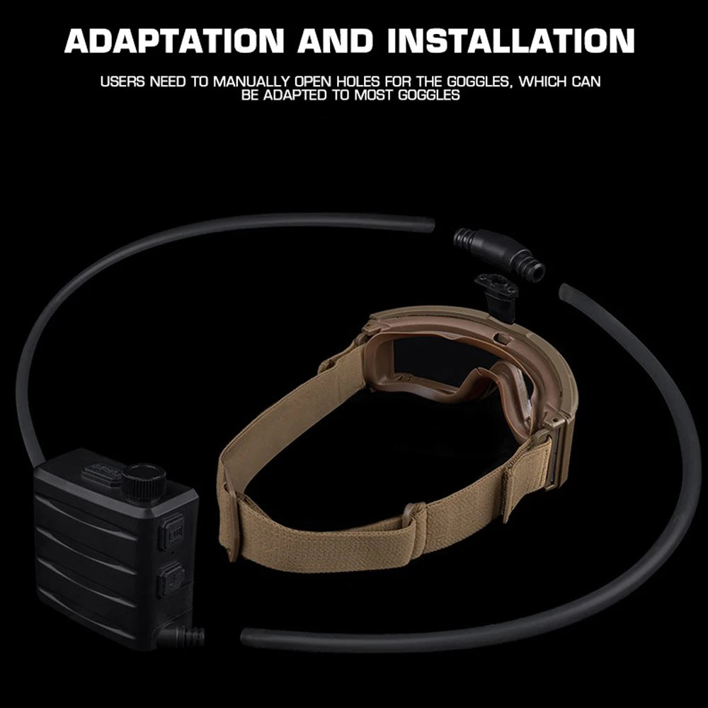 Tactical Goggles Defogger Kit – Anti-Fog Fan for Airsoft, Shooting, Motocross, Mountaineering, Ski Mask Protection