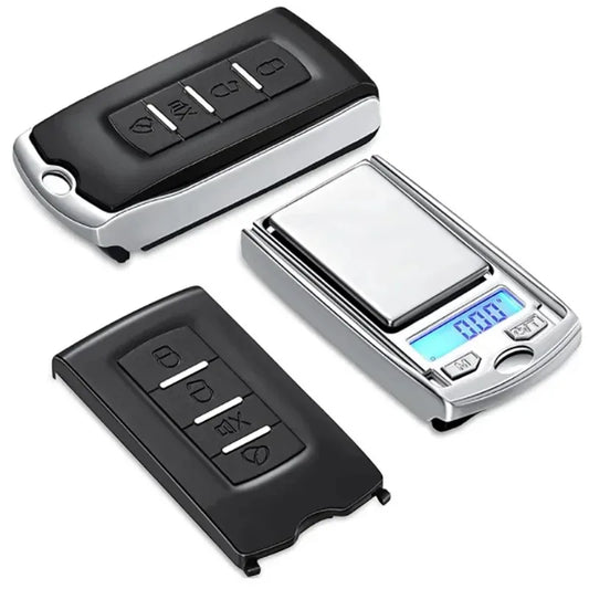 Mini Digital Pocket Gram Scale - 0.01g Precision Car Key Shape Electronic Weight Scale with LCD Display & Batteries