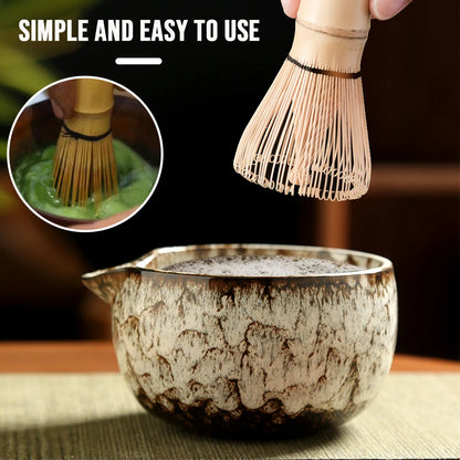 6PCS Japanese Matcha Tea Set – Bamboo Whisk, Teaspoon, Bowl & Whisk Holder for Tea Lovers, Tea-Making Tools