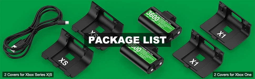 BEBONCOOL 2x3600mWh Rechargeable Batteries for Xbox One & Series S/X Controllers | Xbox Accessories Pack