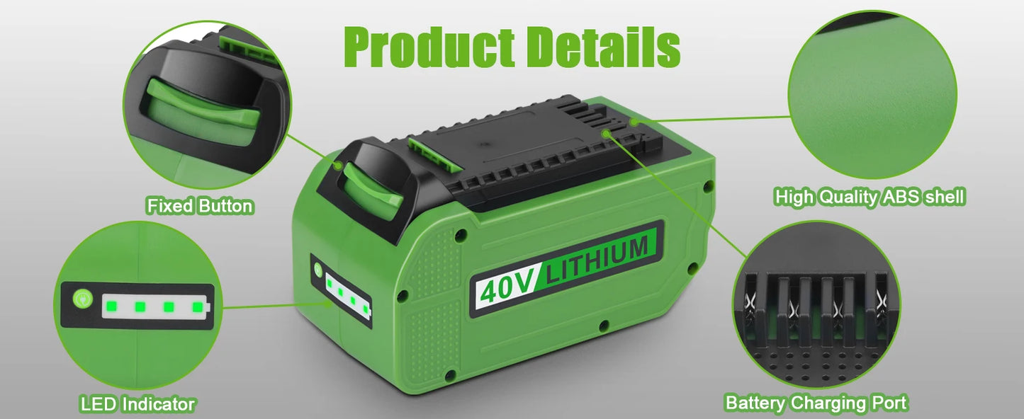 Greenworks 40V 6.0Ah G-MAX Li-Ion Battery – Compatible with 29472, 29462, 29252, 20202, 22262 Cordless Power Tools (Not Gen 1)