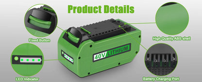 Greenworks 40V 6.0Ah G-MAX Li-Ion Battery – Compatible with 29472, 29462, 29252, 20202, 22262 Cordless Power Tools (Not Gen 1)