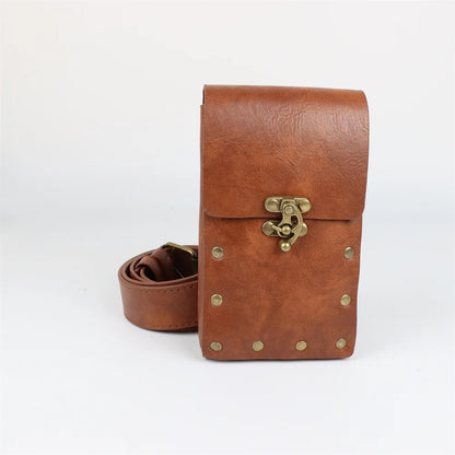 Medieval Steampunk Leather Waist Belt Pouch – Viking Knight Cosplay & Motorcycle Bag