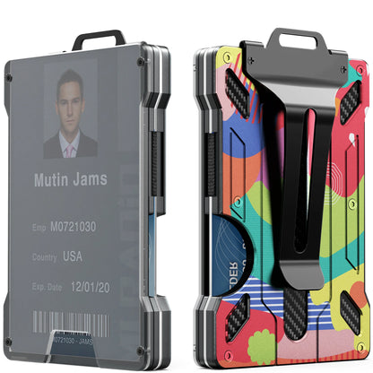 Slim RFID Blocking Metal Wallet for Men – Minimalist Aluminum Money Clip with Clear ID Holder, Holds Up to 15 Cards