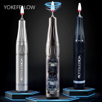 YOKEFELLOW Professional Nail Drill Kit – 35000RPM Rechargeable Electric Nail File for Manicure, Acrylic & Gel Nails