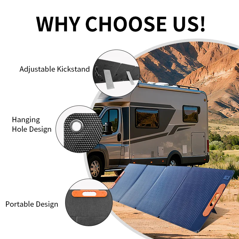 200W Foldable Solar Panel – Portable High Efficiency Solar Charger for Camping, Outdoor Travel & Power Generator Charging