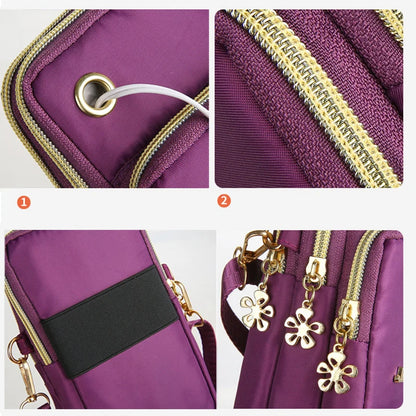 Buylor New Fashion Women's Mobile Phone Crossbody Bag - Shoulder Bag with Cell Phone Pouch and Headphone Plug - 3 Layer Wallet