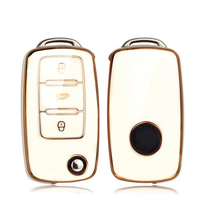 TPU Flip Key Case Cover for Volkswagen VW & Skoda/Seat Models – Protective Car Key Shell