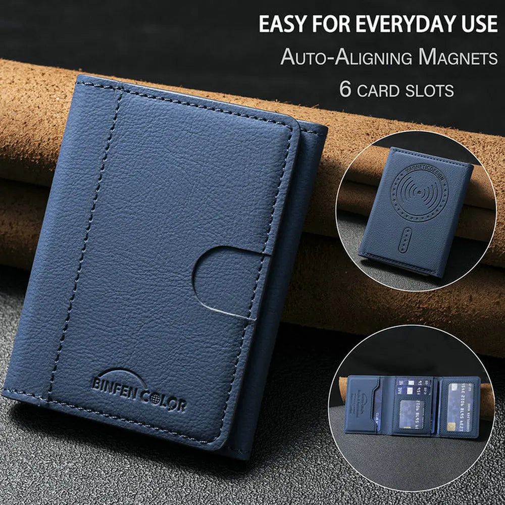 MagSafe Magnetic Leather Card Holder - Slim Phone Wallet Case with Flip Card Slot & Stand