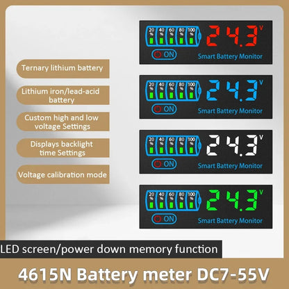 DC7-55V Battery Level Indicator – 3S-14S 12V, 24V, 36V, 48V Lithium 18650 Lipo Capacity & Voltage Tester