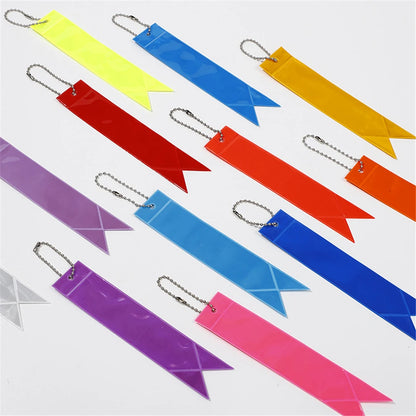 10PCS Reflective Keychain Pendants - Ghost, Star, Heart Shapes, Safety Reflectors for Bags, Ideal for Children & Adults