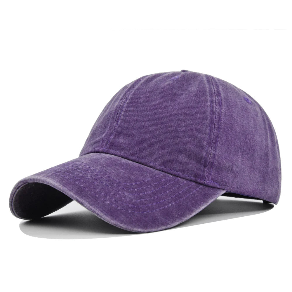 Baseball Snapback Cap – Pure Color Cowboy Hat, Water-Washed Hip Hop Fitted Cap for Men & Women, Spring & Autumn