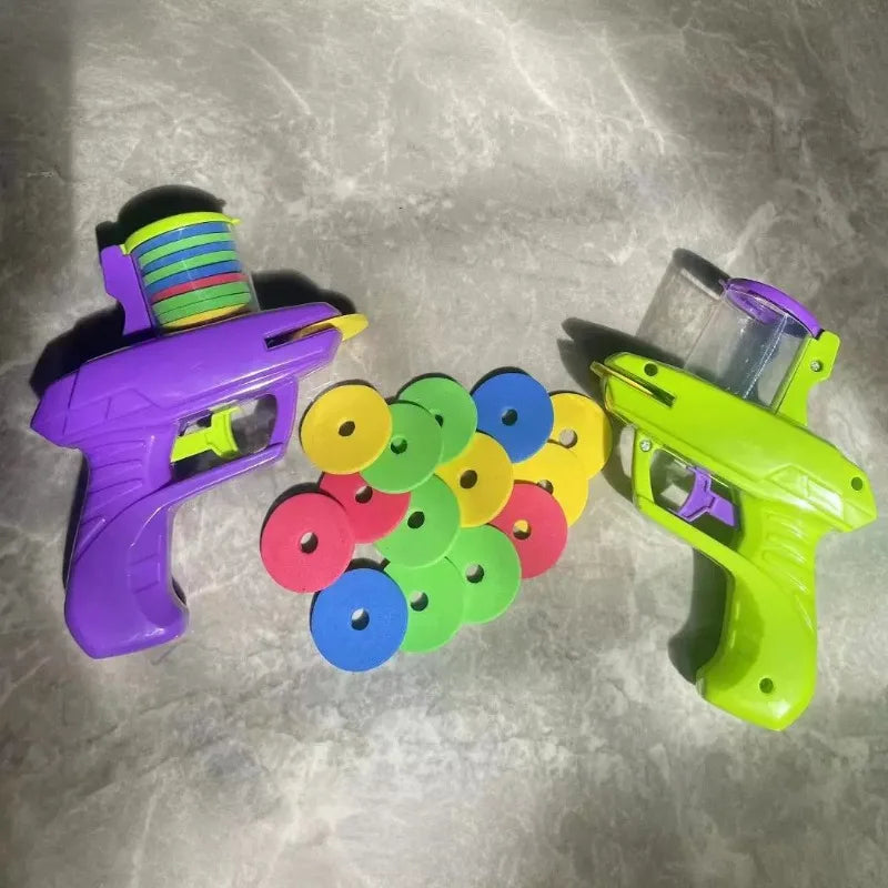 Kids Flying Disc Launcher Toy – EVA Soft Bullet & Mini Carrot Shooting Gun for Outdoor Games & Sports