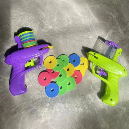 Kids Flying Disc Launcher Toy – EVA Soft Bullet & Mini Carrot Shooting Gun for Outdoor Games & Sports