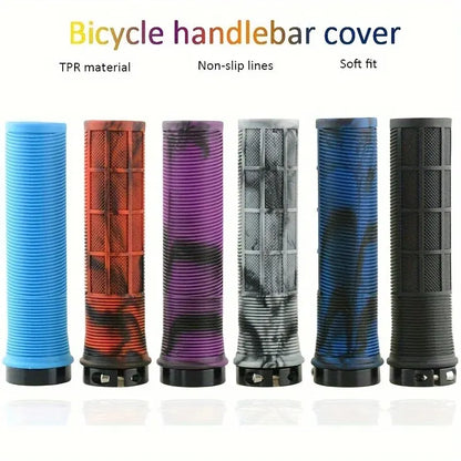 TPR Aluminum Alloy Lock-On Bicycle Handlebar Grips — Integrated Non-Slip MTB Cuffs for Bike Parts