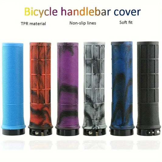 TPR Aluminum Alloy Lock-On Bicycle Handlebar Grips — Integrated Non-Slip MTB Cuffs for Bike Parts
